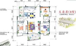 【文昌居（B型）户型】3室2厅2卫1厨1阳台