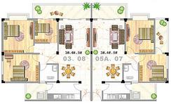 【楼盘平面图】3室2厅1卫1厨2阳台