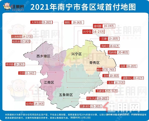 2021年南宁区域首付地图