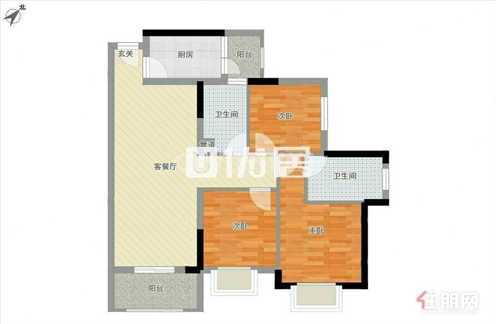 青秀万达写字楼 50块带物业费 精装4加1格局 看房联系我