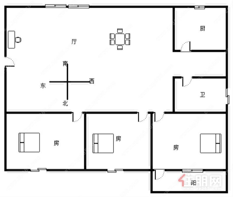西乡塘 新世纪花园 4楼三房 仅租1400