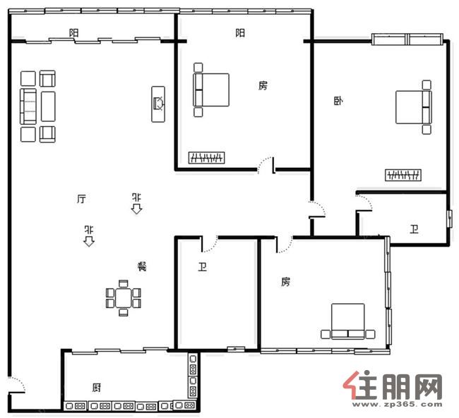 星光大道二号线口江南万达广场3房配齐出租随时看房