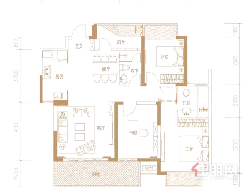 青秀区东葛路绿地中央广场3房122平米268.4万