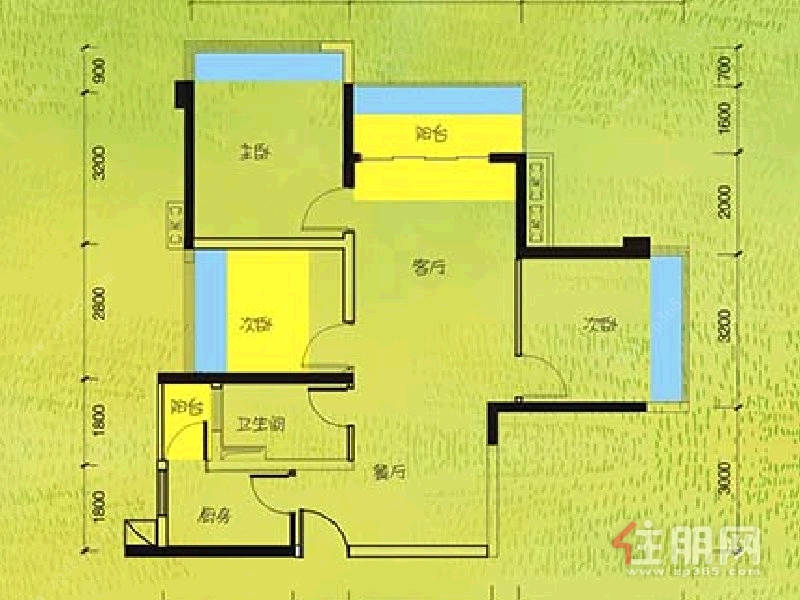 青秀区凤岭北荣和千千树3房90平米4000元/月