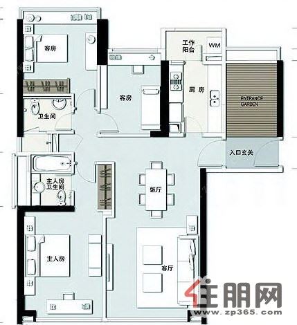 桃源路电梯房南湖御景四房配齐出租,主