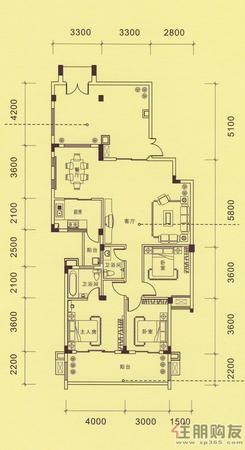【昊壮·一品尊府A户型】3室2厅2卫1厨2阳台