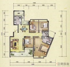【远辰·山水1号2、3、4#楼08户型】4室2厅2卫1厨2阳台