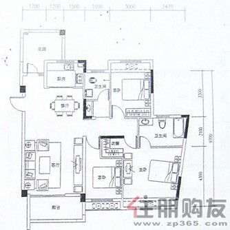 愿景山水湾二期3房2厅2卫125.00㎡