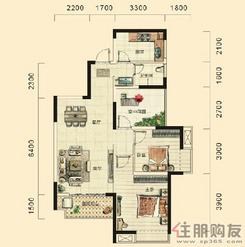 【湘府十城B1户型2室2厅1卫89.64㎡】2室2厅1卫1厨