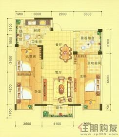 【B-3】3室2厅1卫1厨3阳台