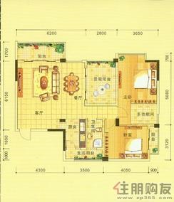 【C-2户型】2室2厅1卫1厨4阳台