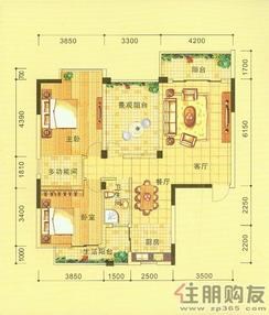 【C-1户型】2室2厅1卫1厨3阳台