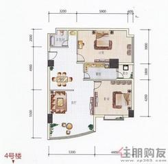 【麒麟山2期4号楼25#户型图】2室2厅1卫1厨3阳台