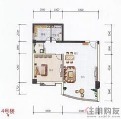 【麒麟山2期4号楼26#户型图】1室2厅1卫1厨3阳台