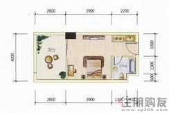 【麒麟山2期4号楼户型图】1室1卫1厨1阳台