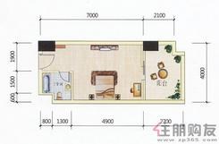 【麒麟山2期4号楼户型图】1室1卫1厨1阳台