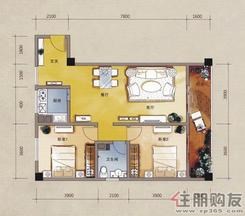 【印尼园B4两房两厅户型】2室2厅1卫1厨2阳台