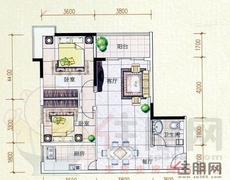 白金瀚宫户型图A户型图2房2厅1卫1厨