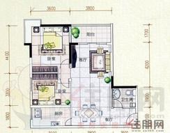 【白金瀚宫户型图A户型图2房2厅1卫1厨】2室2厅1卫1厨1阳台