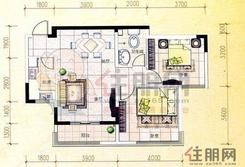 【白金瀚宫户型图K户型图2室2厅】2室2厅1卫1厨1阳台