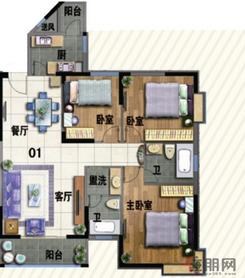 【20#楼01户型】3室2厅2卫1厨2阳台