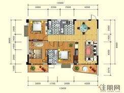 【11月18日富城国际1#C户型图】3室2厅2卫1厨2阳台