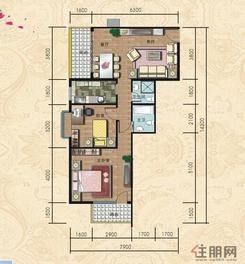 【01户型标准层平面】3室2厅2卫1厨2阳台