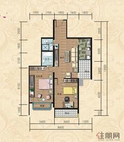 【02户型标准层平面】2室1厅1卫1厨2阳台