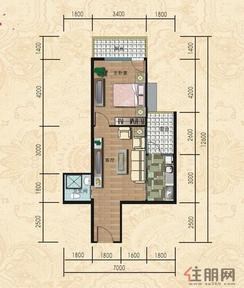 【03户型标准平面】1室1厅1卫1厨2阳台