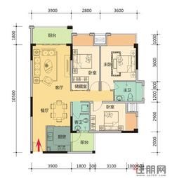 【9#、10#3房2厅2卫116.43㎡】3室2厅2卫1厨2阳台