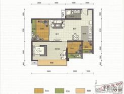【荣和MOCO社区C户型】1室2厅1卫1厨3阳台