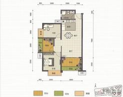 【荣和MOCO社区D户型】2室2厅1卫1厨2阳台