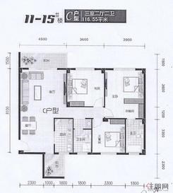 【先锋花园11-15#楼C户型】3室2厅2卫