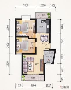 【龙州国际B6户型】2室2厅1卫