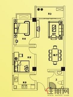 【C1户型】2室1厅2卫1厨2阳台