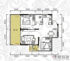 【标准层C户型】2室1厅1卫