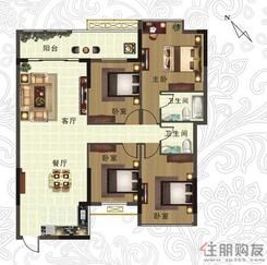 【标准层E户型】3室2厅2卫