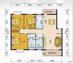 【金山华城A户型图】3室2厅2卫
