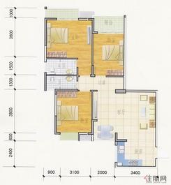 【丽景·雅乐居A户型图】3室2厅2卫