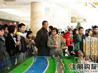 住朋购友看房团网友正围在沙盘旁听取项目的介绍