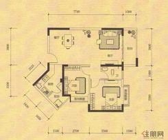 【麒麟华府C4户型图】2室2厅1卫