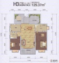 【中环商业广场H3户型（H、J栋）】2室2厅2卫