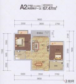 【中环商业广场A2户型（A、B栋）】2室2厅1卫