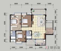 【北面住宅6#楼E户型】3室2厅2卫