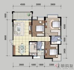 【北面住宅6#楼F户型】3室2厅2卫