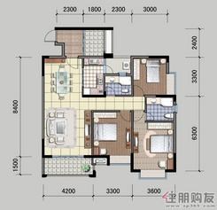 【北面住宅6#楼H户型】3室2厅2卫