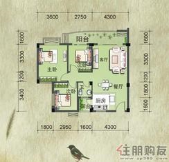【D户型】3室2厅1卫1厨2阳台