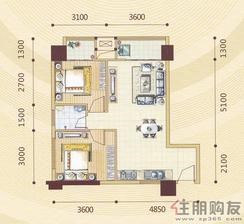 【昌泰东盟园A户型】2室2厅1卫1厨2阳台