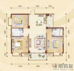 【昌泰东盟园C-1户型】3室2厅2卫1厨2阳台