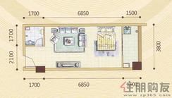 【昌泰东盟园D1户型】1室1卫1阳台